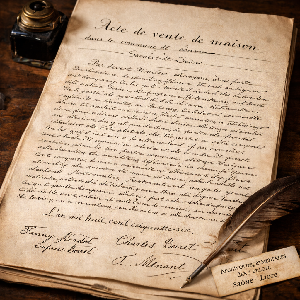Acte de vente historique de 1856