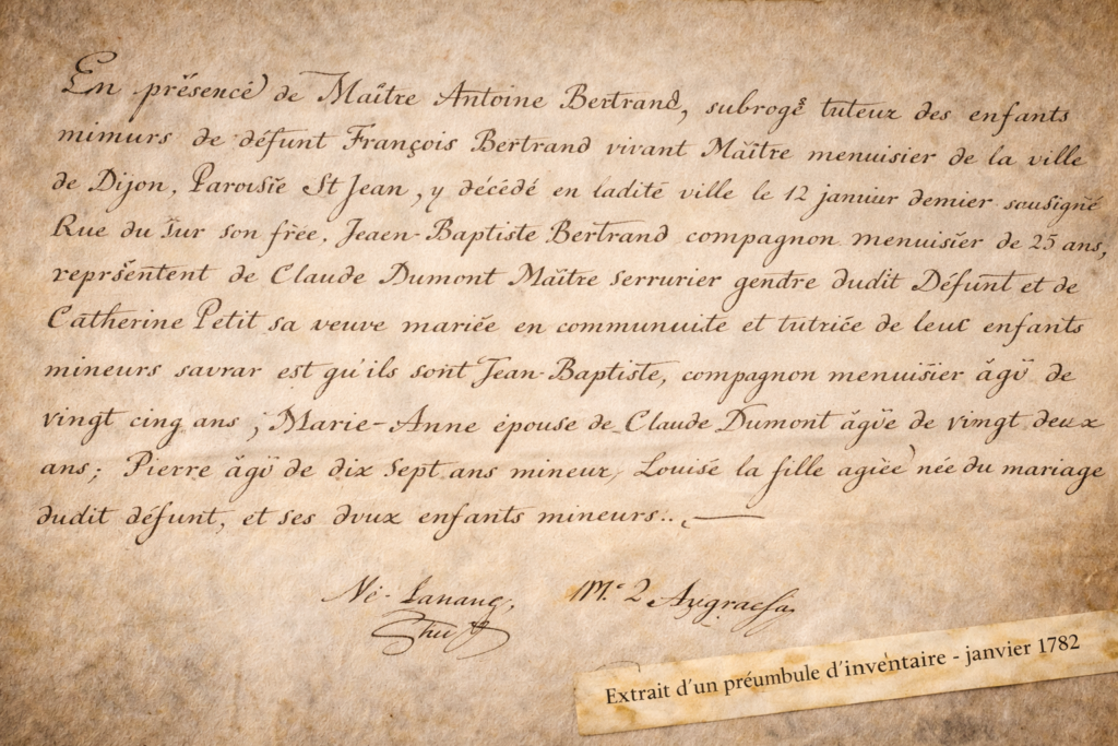 Inventaire de François Bertrand, 1782