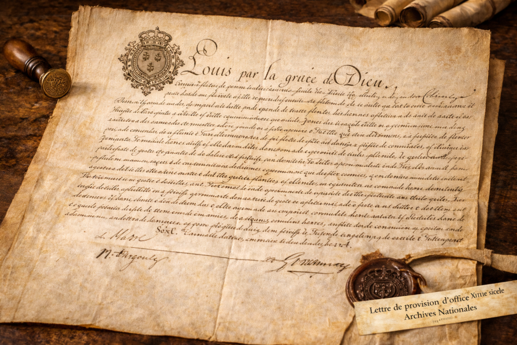 Lettre de provision XVIIIe siècle