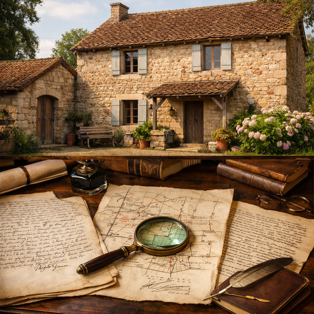 Maison en pierre et bureau d'archive