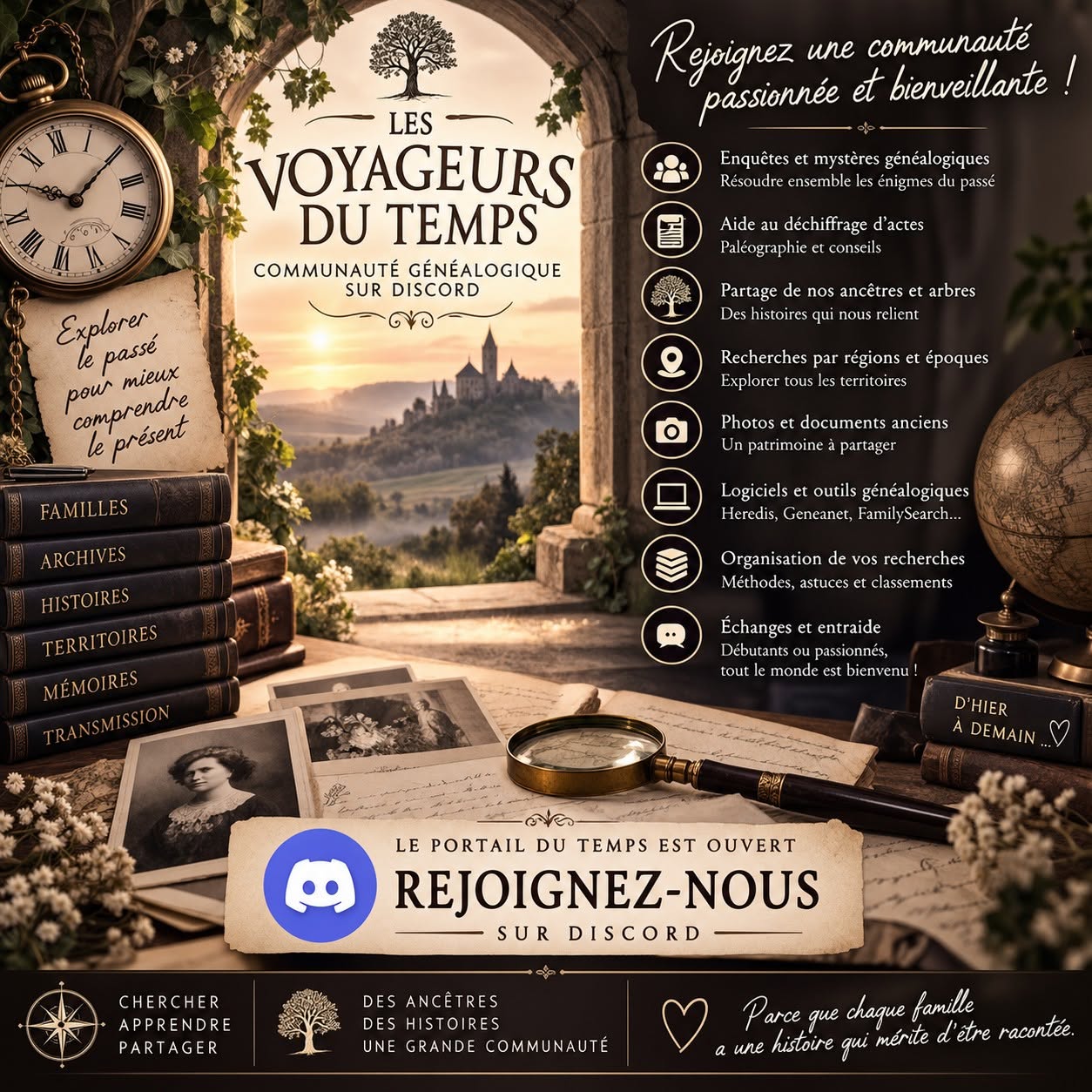 Les Voyageurs du Temps, la communauté Discord de généalogie créée par Cécile Fauvet